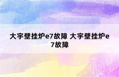 大宇壁挂炉e7故障 大宇壁挂炉e7故障